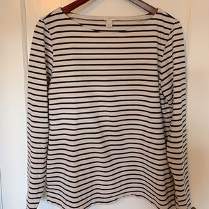 J crew women’s large navy and cream striped long sleeve shirt